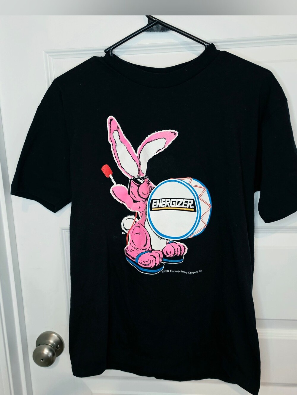 Energizer Bunny T Shirt Vtg 90s Single Stitch Black Size L 